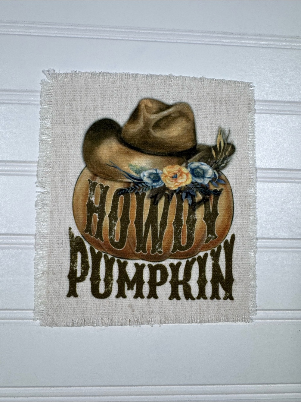 Howdy Pumpkin Fabric Patch - Neutral Tan and Brown